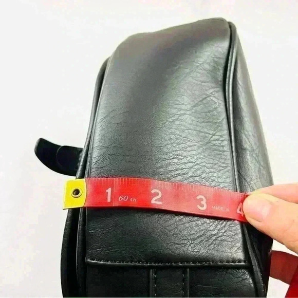 MMS Black Faux Leather w/ Gold Studded Hardware Adjustable Strap Crossbody Bag - Picture 7 of 15